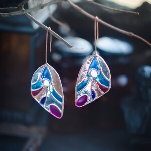 Butterfly wing earrings, Statement earrings, Fairy earrings, Big earrings, Dangle earrings, Butterfly wing, Wedding earrings, Butterfly image 1