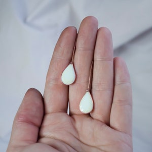 White earrings, Drop earrings, Wedding earrings, Simple earrings, Minimalist earrings, Gift for her, Minimalist jewelry