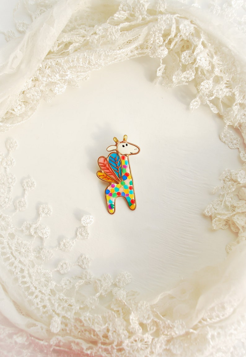 Giraffe brooch, Pegasus brooch, Funny brooch, Unicorn brooch, Pegasus unicorn, Multicolored brooch, Unicorn gift, Giraffe gift, Unicorn image 3