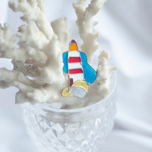 Lighthouse, Lighthouse brooch, Ocean jewelry, Sea brooch, Gift for her, Beach jewelry, Seascape, Nautical brooch, Handmade brooch. image 4