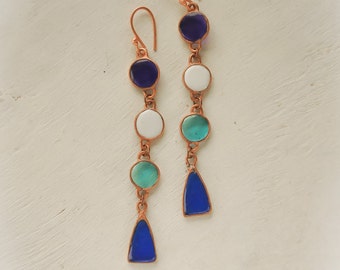 Long earrings. Blue earrings. Lucid earrings. Stylish earrings.