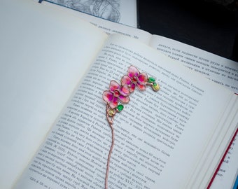 Orchid, Bookmark, Handmade bookmark, Gift for booklover, Book, Booklover, Gift for mom,Jewel Orchid, Orchid plant, Floral bookmark, Flower,