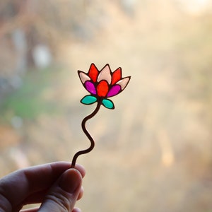 Flower hairstick, Lotus hairstick, Red hairstick, Red Flower, Flower jewelry, Flower accessories, Hair Flower, Hair accessories, Hair pin