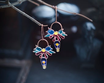 Flower earrings, Wedding earrings, Bridal earrings, Ukraine jewelry, Statement earrings, Long earrings, Chandelier earrings, Flower jewelry.