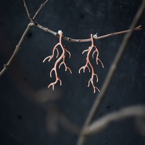 Roots Earrings, Branches, Tree roots, Stud Earrings, Freeform earrings, Seaweed earrings, Stick earrings, Tree earrings, Forest, Rustic. image 1