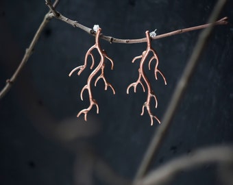 Roots Earrings, Branches, Tree roots, Stud Earrings, Freeform earrings, Seaweed earrings, Stick earrings, Tree earrings, Forest, Rustic.