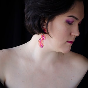 Tulip, Tulip earrings, Wedding earrings, Floral earrings, Bridal earrings, Red earrings, Big earrings, Statement earrings, Flower earrings. image 7