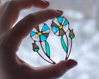 Dandelion earrings, Flower earrings, Dandelion jewelry, Stained glass earrings, Floral earrings, Statement earrings, Floral stud earrings.