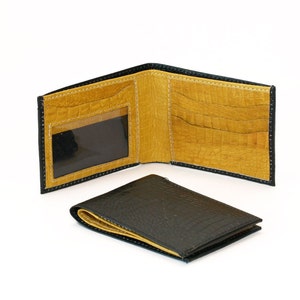 Men's Two-Tone Bifold Genuine Leather Wallet Black & Yellow image 1