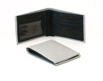 Genuine Leather Men's Two-Tone Bifold Real Leather Wallet - Gray & Black