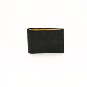 Men's Two-Tone Bifold Genuine Leather Wallet Black & Yellow image 2