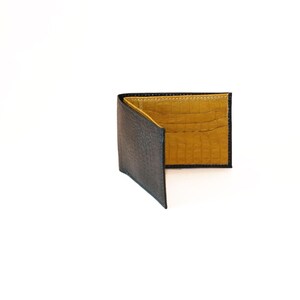 Men's Two-Tone Bifold Genuine Leather Wallet Black & Yellow image 3