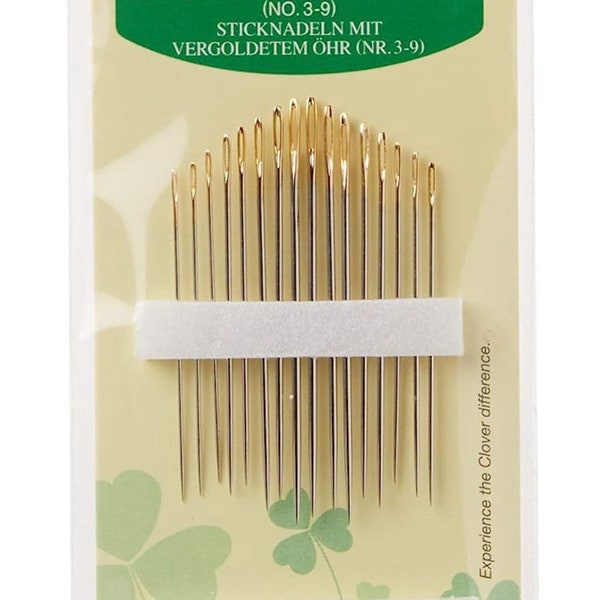 Clover Gold Eye Embroidery Needles (Sizes 3-9)