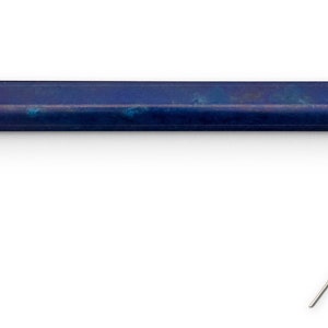 May include: A blue metal ruler with silver hinges and a silver clip. The ruler is folded in half and the clip is attached to the ruler.