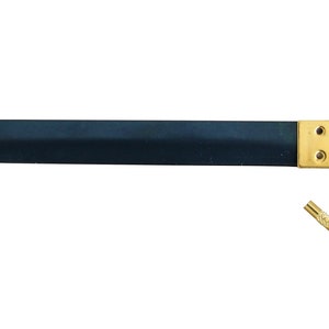 May include: A black leather strap with gold metal hinges and a small gold metal screw. The strap is about 12 inches long.