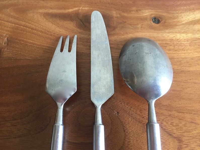 Erik Herlow Obelisk Flatware Scandinavian Modern Three Piece Set Danish Cutlery