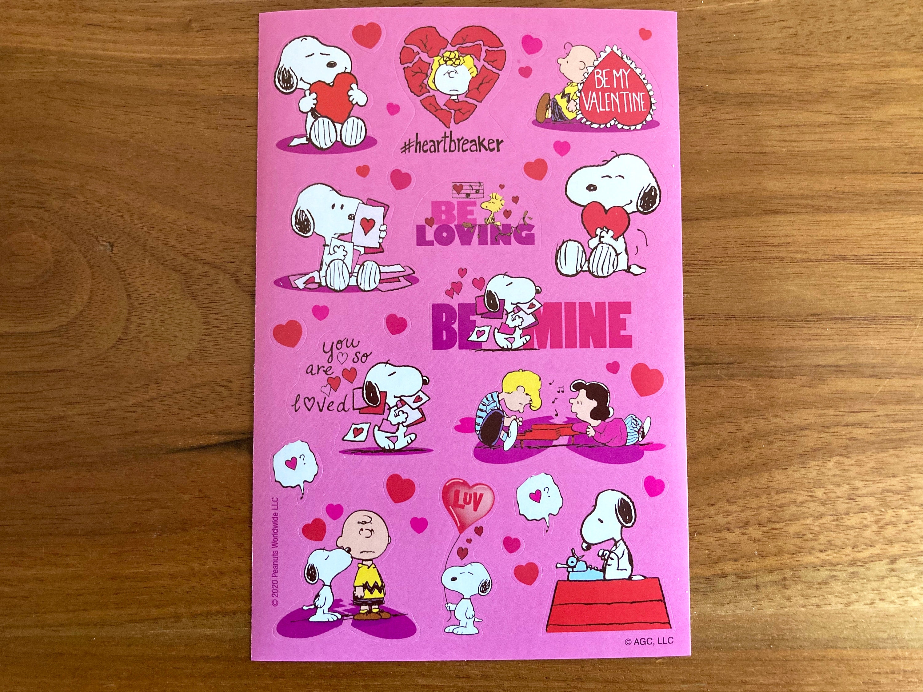 Snoopy Valentine Stickers Two Sheets Valentines Day Card | Etsy