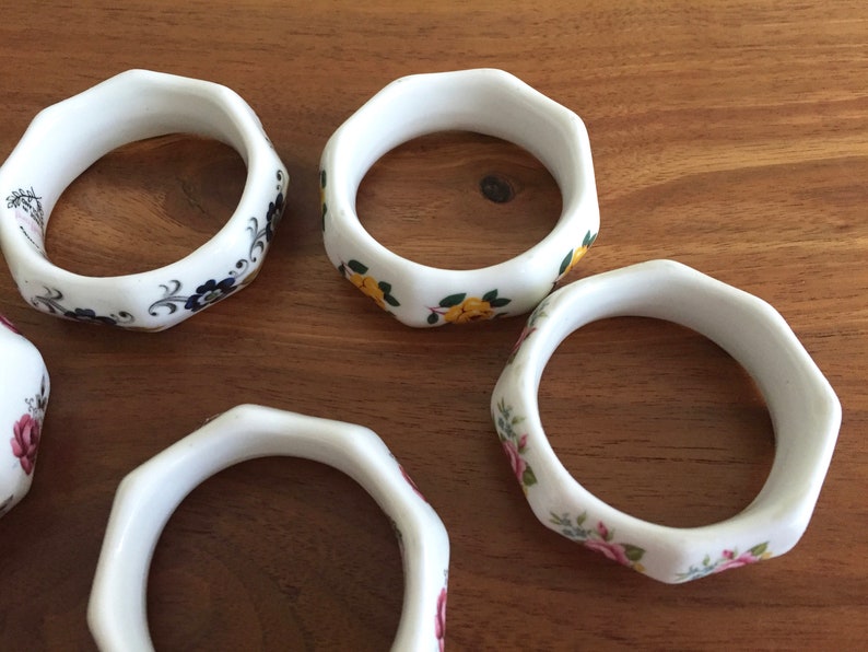 Sandford Bone China Floral Napkin Rings Tea Party Table Decorations Made in England