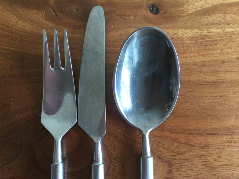 Erik Herlow Obelisk Flatware Scandinavian Modern Three Piece Set Danish Cutlery