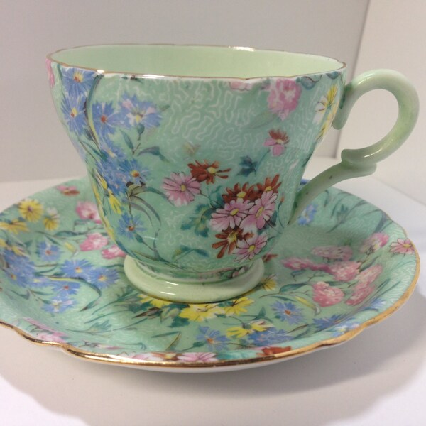 Shelley Melody Demitasse Tea Cup and Saucer, Shelley Tea Cup, English Tea Cups, Demitasse Cup and Saucer