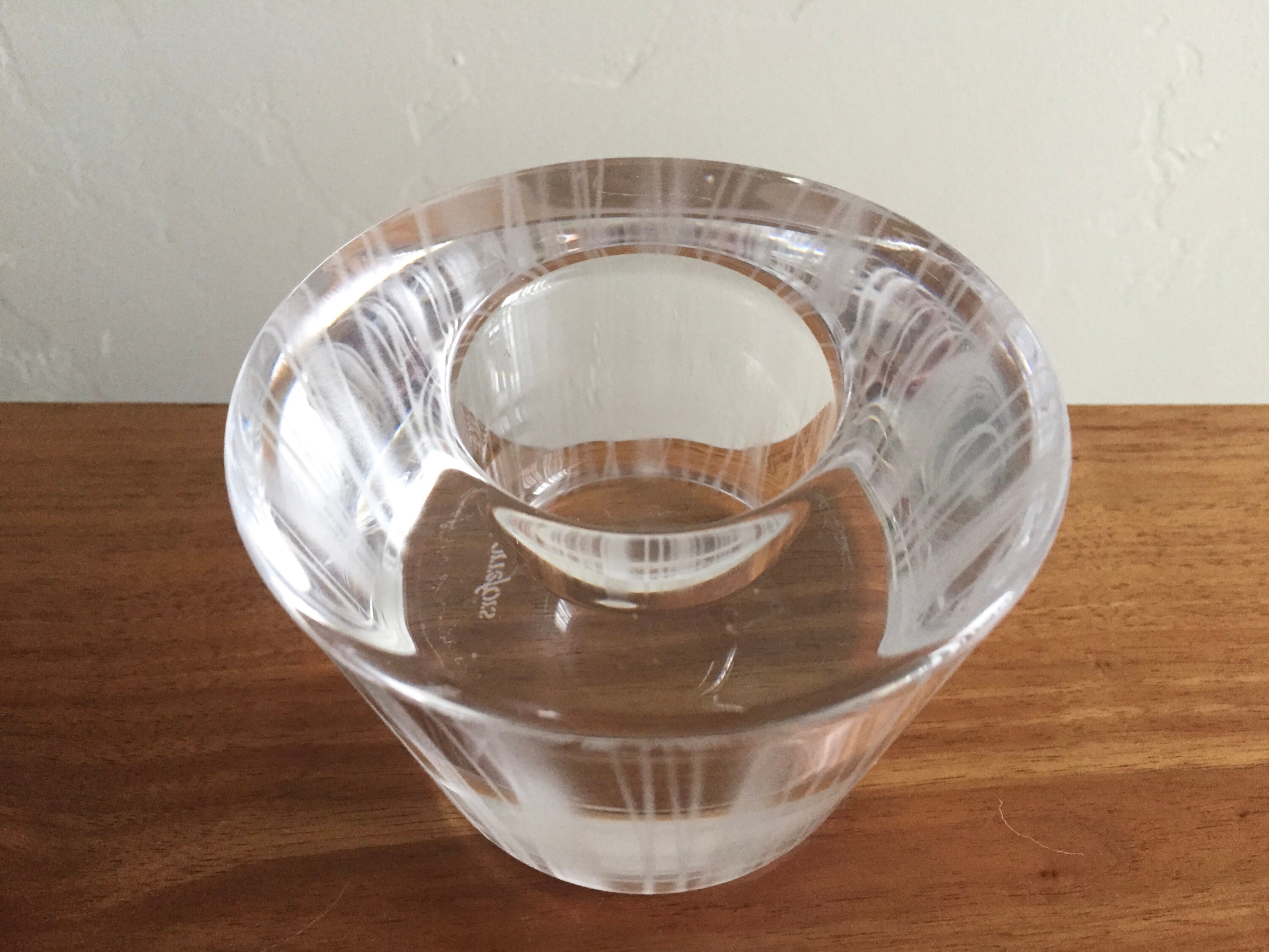 Orrefors Crystal Striped Candle Holder Scandinavian Tea Etsy
