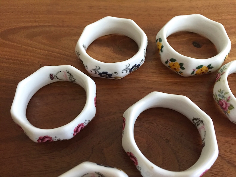 Sandford Bone China Floral Napkin Rings Tea Party Table Decorations Made in England
