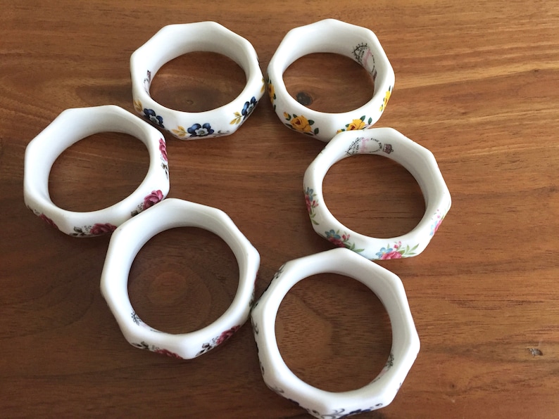Sandford Bone China Floral Napkin Rings Tea Party Table Decorations Made in England