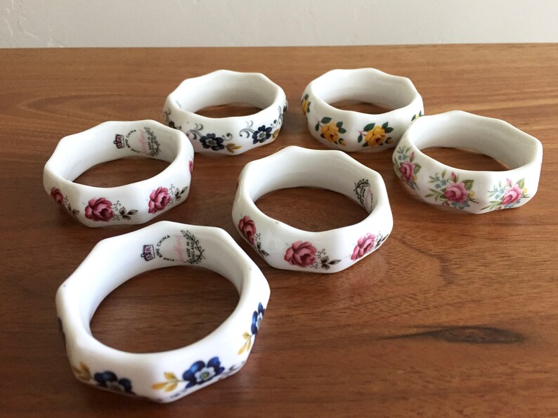 Sandford Bone China Floral Napkin Rings Tea Party Table Decorations Made in England