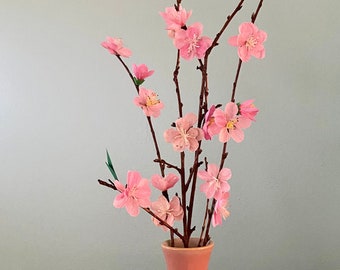 Hand Made Eco Friendly Pink Cherry Blossom on Real Stems - Hoa Đào Phai Ngày Tết - Cherry Paper Flowers