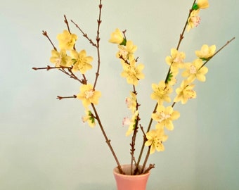 Yellow Cherry Blossom on real Stem - Eco friendly handmade - Hoa Mai Vàng Ngày Tết