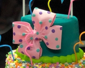 Jojo Siwa fondant bow with dots in pink or blue or green