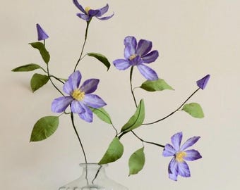 Clematis Viticelle - Purple Clematis Paper Flowers - Handmade Eco Friendly