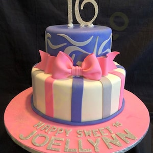 Pink bow gum paste fondant for birthday cake