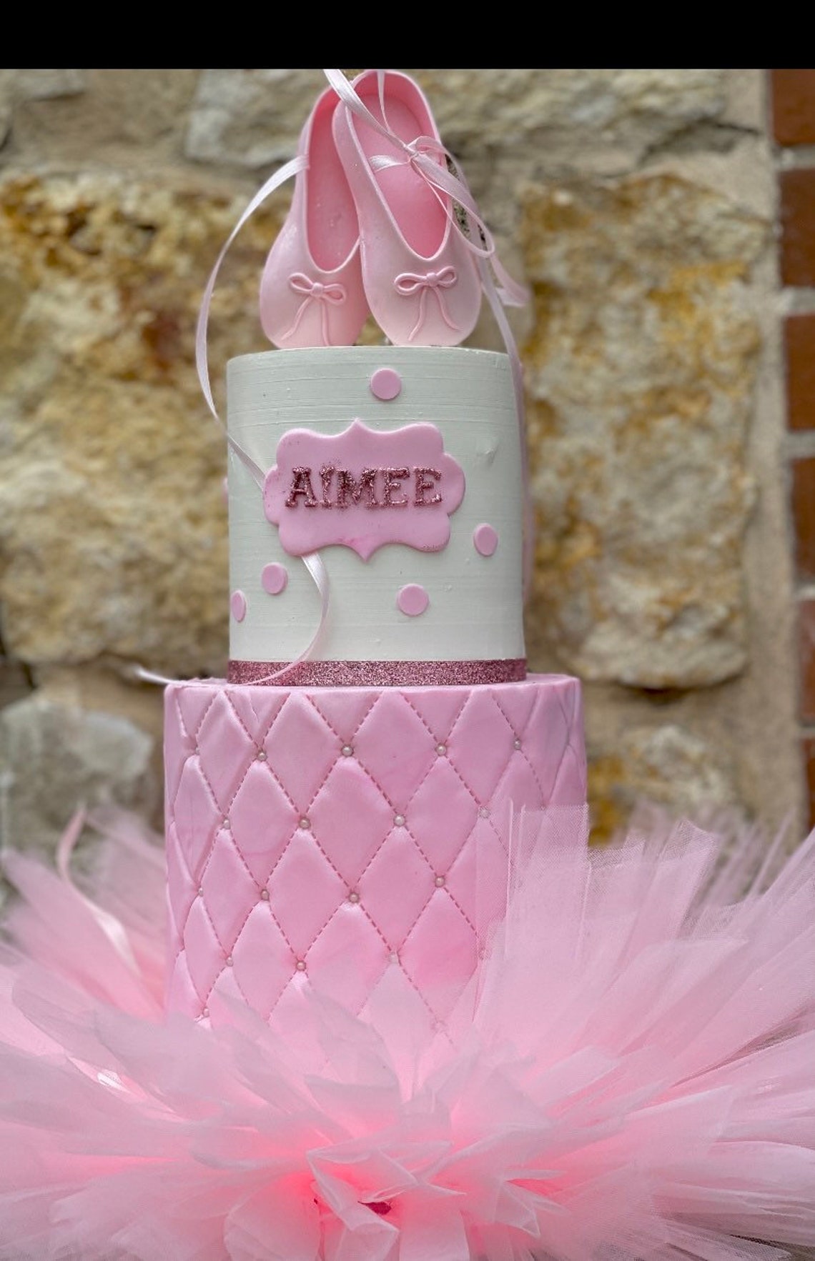 Custom Edible pink ballet slippers ballerina shoes WITH