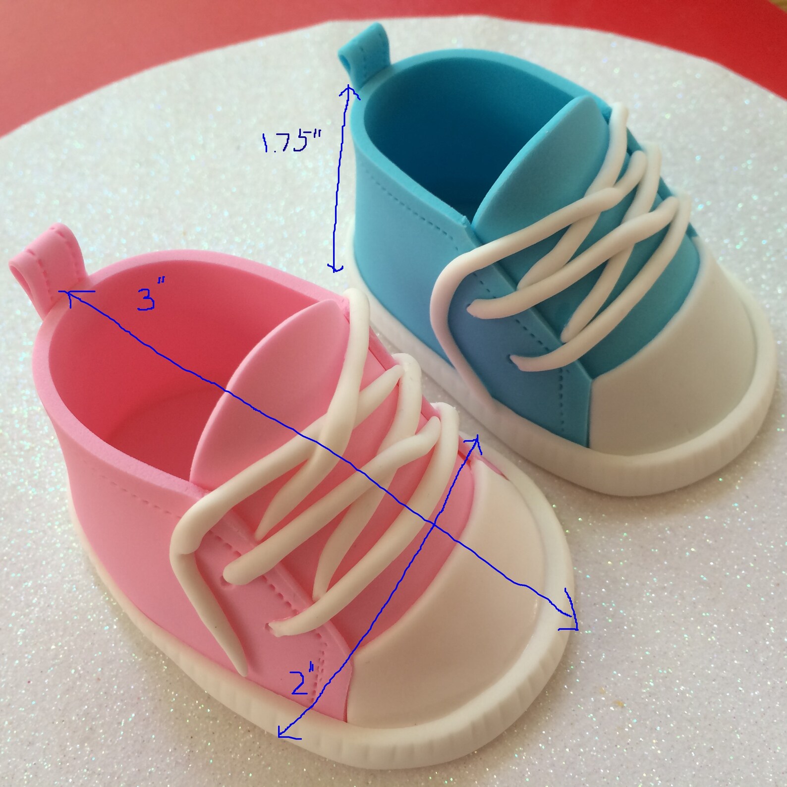 Pink and Blue converse baby shoes GENDER REVEAL Fondant Baby | Etsy