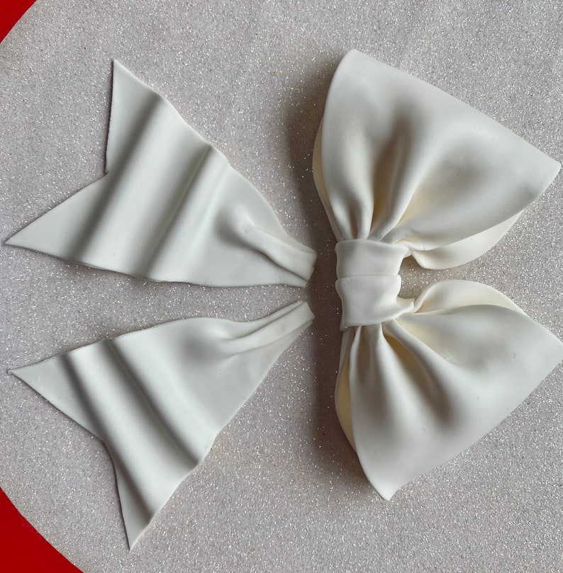 Cake decoration white bow gum paste fondant for birthday cake image 5