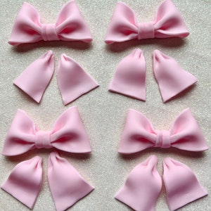 Set of 12 light Pink or White bows cupcake toppers. image 2