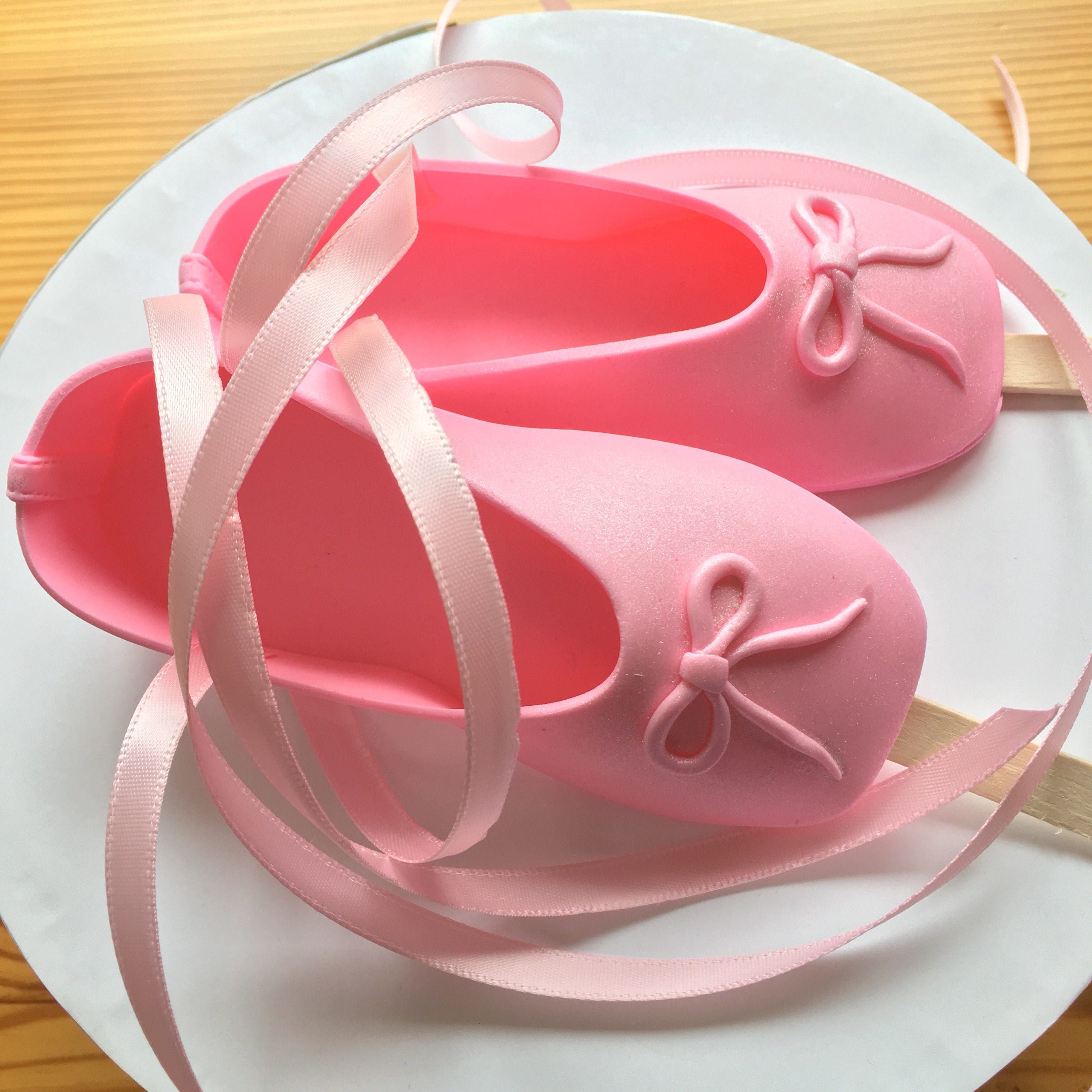 Custom Edible Pink Ballet Slippers Ballerina Shoes With Sticks Etsy