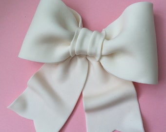 Cake decoration white bow gum paste fondant for birthday cake