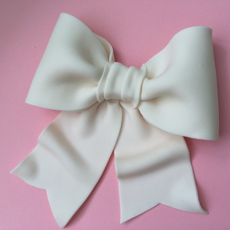 Cake decoration white bow gum paste fondant for birthday cake image 1