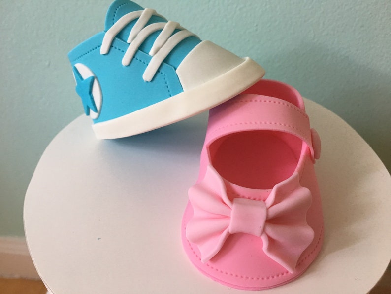 GENDER REVEAL Fondant Baby SHOES Cake Topper Etsy