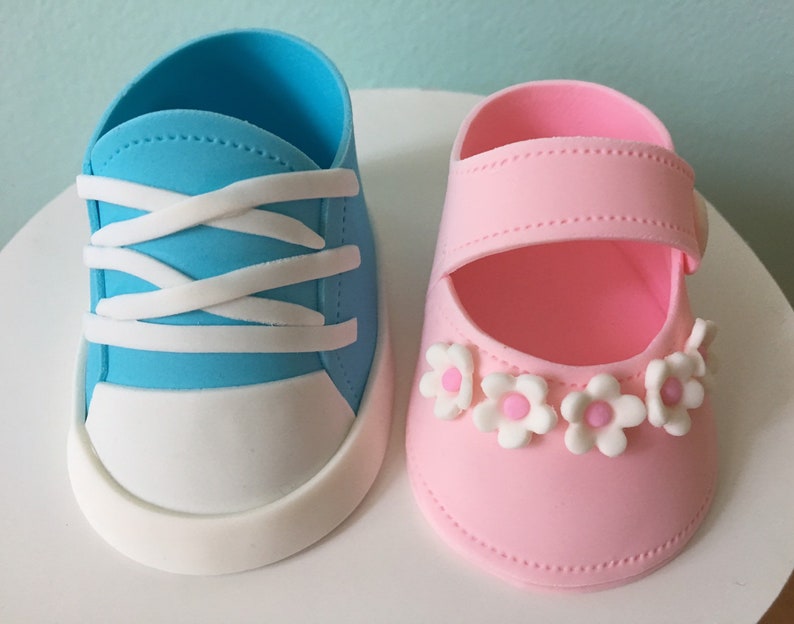 GENDER REVEAL Fondant Baby SHOES Cake Topper Etsy