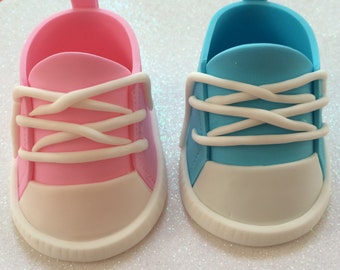 Pink and Blue converse baby shoes, GENDER REVEAL Fondant Baby SHOES Cake Topper,