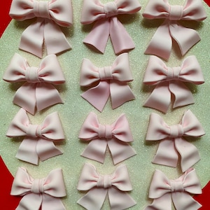 Set of 12 light Pink or White bows cupcake toppers. image 3