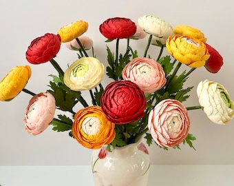 Ranunculus Paper Flowers - Handmade Eco Friendly
