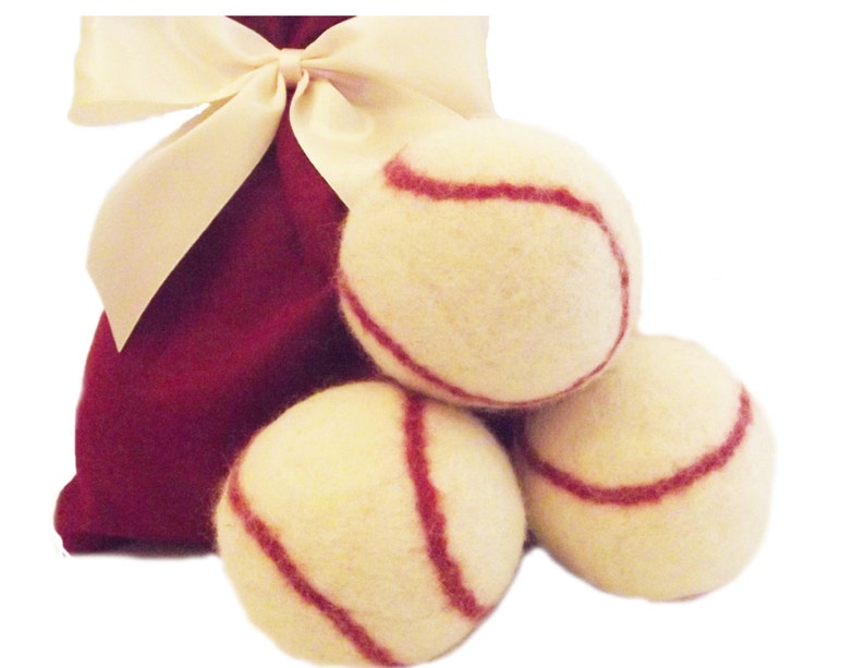 Wool Dryer Balls Baseball Gift Set of Three Ecofriendly Etsy