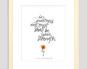 Isaiah 30:15 - HAND LETTERED 8 x 10 Wall Print