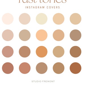 Earthy Rust Instagram Highlight Covers, Warm Highlight Covers For Instagram, Earth Tones Solid Color IG Covers, Color Palette, Hex Codes