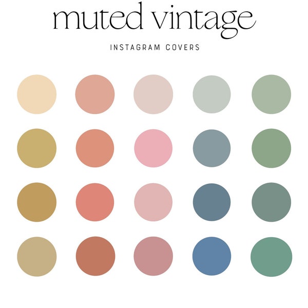 Muted Vintage Tones Instagram Highlight Covers, Colorful Instagram Covers, IG Covers, Highlight Covers For Instagram, Vintage Color Palette