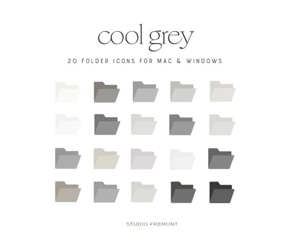 Grey Folder Icons For Mac and Windows Grey Desktop Icons Mac | Etsy